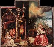 Matthias  Grunewald Concert of Angels and Nativity oil on canvas